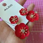 ALDO  earrings red flower gold Stamens drops Photo 0