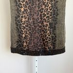 Guess by Marciano Brown Animal Print Sleeveless Sequin Trim Top Blouse - M Photo 2