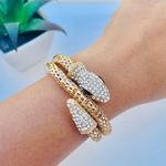 Rhinestones Head & Tail Gold Tone Snake Bracelet Photo 0
