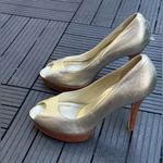 Cole Haan  Women's Mariela Air Open Toe Pump Soft Gold Metallic Size 9 B Photo 6