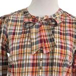 Pilcro  Size XS  Top Blouse Plaid Long Sleeve Front Knot Cotton Photo 1