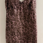 Morgan Taylor Intimates Pink Brown Soft Silky Satin Floral Slip Dress Large Photo 0