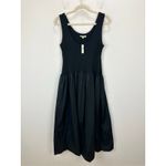 Madewell  Mixed Poplin Scoopneck Maxi Dress Cotton A Line Minimalist Black M NWT Photo 6