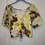 Anthropologie  Yellow and Purple Floral Crop Top Photo 0