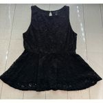 Xxi Black Lace Overlay Sleeveless Blouse – Size M – Keyhole Back Cutout Photo 0