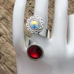 Handcrafted Sparkly Ring Made with Swarovski Crystal Adjustable Fit Red Photo 4