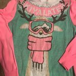 Women’s pink white teal deer ski sweater hoodie Photo 1