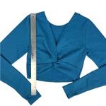 JoyLab Turquoise Blue Marl Long Sleeve Cropped Fit Seamless Tee Top Size Medium Photo 2