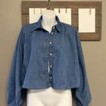 Banana Republic Blue Chambray Lined Bubble Sleeve Button Down Shirt- Small Photo 5
