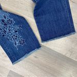 Loft  Floral Embroidered Boyfriend Jeans Cropped Raw Hem Blue 4 27 Photo 7