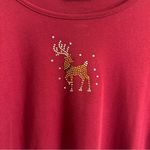 Quacker Factory Red Christmas‎ Reindeer Shirt Bling Rhinestones Large Photo 8