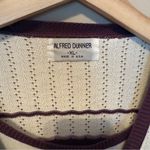 Alfred Dunner Women’s Size XL Faux Twinset Sweater Purple White Striped Cardigan Brown Photo 4