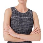 J.Crew Factory Tweed Fringe Sheath Dress Women's 2 Navy Sleeveless Career Preppy Blue Photo 0