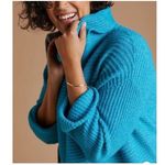 Pilcro Anthropologie  Cozy Cowl-Neck Aqua Blue Knit Dolman Sleeve Sweater XL Photo 2