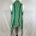 Say What? Kelly green and tan tassels cardigan sweater vest size s/m NWOT Photo 3