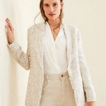 Ann Taylor  NWT Fringe Tweed Shawl Collar Jacket‎ Size 10T Photo 0