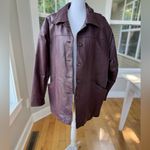 Vintage 70s 80s Salon Studio Burgundy Oxblood Leather Chore Coat Jacket Sz XL Red Photo 5