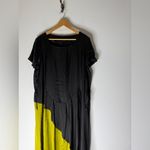 ozai n ku Satin Black Green Color Block Short Sleeve Maxi Dress 2XL Size 2X Photo 2