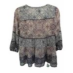 Knox Rose Knox Rose Floral Paisley Chiffon Crochet Detail 3/4 Sleeve blouse Size XS Photo 3