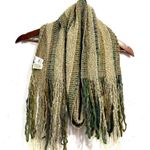 Talbots Long Wool Blend Textured Chunky Scarf Green Taupe Fringed Made In Italy Photo 0