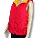 Jones New York Vintage Sport Womens Reversible Vest Fleece Hooded Red Yellow Med Photo 5