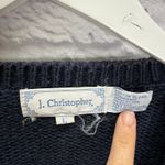 Vintage J Christopher Cardigan Sweater Size L Navy Blue Pink Cottagecore Womens Size L Photo 3