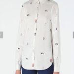 Cath kidston london white button down embroidered blouse 8 White Photo 0