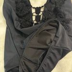 Maria Maria Plunged Neck Crotchet Embroidered Tassel One Piece. Size Medium Photo 5