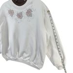 Morning Sun Top Stitch Y2K Sweatshirt Petite M Beaded Fall Leaves Granny Cottage White Size undefined Photo 4
