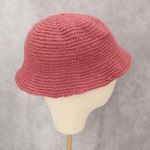 Pink Cable Knit Handmade Y2K Cozy Preppy Vintage Bucket Beanie Cap Hat Photo 3