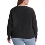 DKNY  Plus Size Dolman Sleeve Sequin Logo Sweater (856) Photo 2