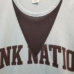 PINK - Victoria's Secret {M} PINK VS Mesh V Cutout Crew Pullover Baby Blue Sweatshirt Photo 2