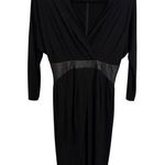 Roberto Cavalli Dress Womens IT40 US4 Midi Sheath Black V-Neck Long Sleeve Photo 0