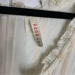 Anthropologie  Raga white ivory tiered metallic striped wide‎ leg jumpsuit large Photo 9