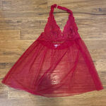 Victoria's Secret Victoria’s‎ Secret S Red Mesh Lace Babydoll Halter Sheer Nightie Top CP0177 Photo 0