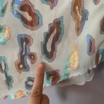 Vilagallo White Animal Print Metallic Colorful Button Down Shirt Women's size 36 Photo 10