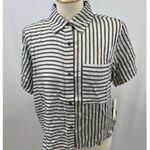RVCA Sunday Collection Take It Easy Striped Button Up Shirt Blouse Photo 3