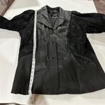 wilson's leather Vintage 80s Wilsons Black‎ Leather Paisley Print Long Sleeve Coat Size M Photo 12