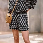 Garnet Hill Black White Diamond Print Remi Draped Romper Photo 0