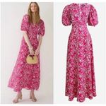 J.Crew Collection puff-sleeve pink floral plunging V-neck maxi dress size 8 Photo 1