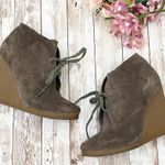 ALDO Olive Suede Wedge Gummy Soles Booties 7 Photo 1