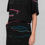 & Other Stories & Other Stories Black Abstract Print Short Sleeve Dress Cinched Waist Size 8 Photo 0
