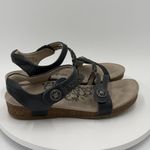 Aetrex  Jillian Size 9.5 Leather Sandals Navy Braided Quarter Strap Arch Support Photo 1