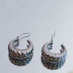 Stainless Steel Chunky Twist Croissant Style Hoop Earrings Dainty Silver Photo 9