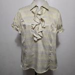 East 5th  Island Yellow Stripe Satin Ruffle Blouse Size 18 Photo 1