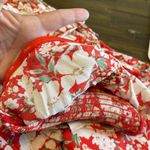 American Eagle Halter Wide leg Floral Jumpsuit Coral Orange Red Resort Smocked Photo 11