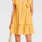 Knox Rose  Short Ruffle Sleeve Button Front Yellow Mini Sun Dress Size XS Photo 0