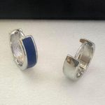 Blue Stripes Small Hoop Earrings for Men Women Streetwear Unisex Style Photo 2