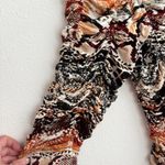 Chico's 2/L Brown Black Blouse Jacket Abstract Animal Zip Ruched 3/4 Sleeve Bold Photo 6