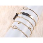 Boutique NEW Boho Bracelet Set - Gold Tone Chains, Tassel, Rhinestone Accents, Adjustable Photo 4